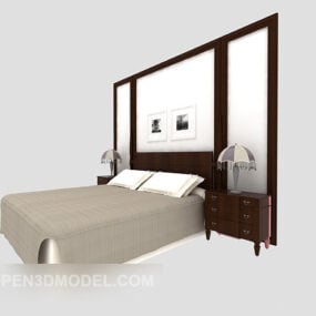 Set di mobili per letto in camera d'albergo modello 3d