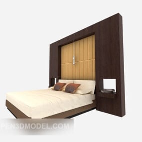家居卧室双人床墙壁装饰3d模型