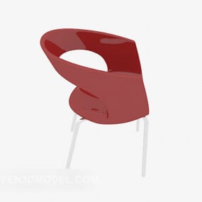 Red Plastic Lounge Chair V1 3d model
