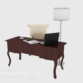 European Wooden Traditional Work Desk 3d model
