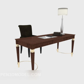3д модель домашнего рабочего стола в американском стиле