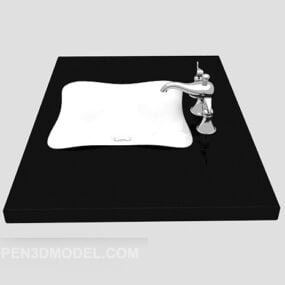 Badkamerwastafel Zwart Marmer 3D-model