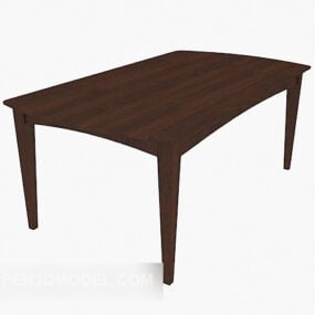 Mesa de centro retangular de madeira maciça modelo 3d