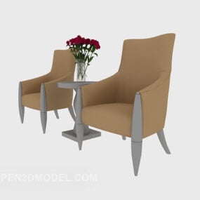 Single Sofa With Table Decor Set 3d model