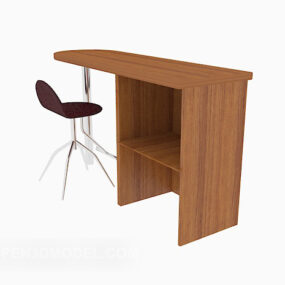 Simple Work Desk With Chair 3d model