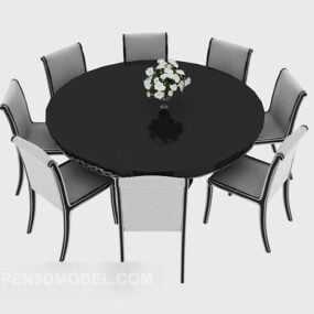 Home Solid Wood Table Chairs Set 3d model