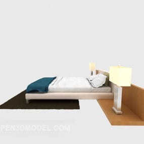 Simple Double Bed Furniture 3d model