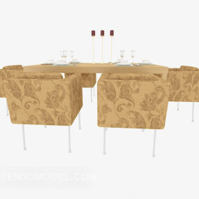 Mesa silla para seis personas modelo 3d