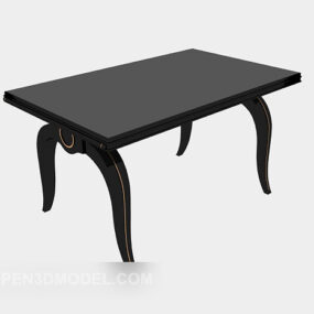 European Rectangular Solid Wood Table 3d model