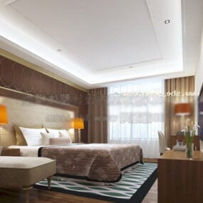 Conception de chambre à coucher de chambre d'hôtel modèle 3D