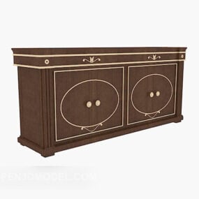 European-style Solid Wood Side Cabinet 3d model
