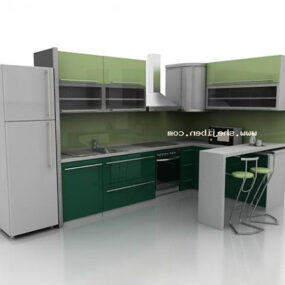 Küchenschrank mit grüner Farbe, 3D-Modell