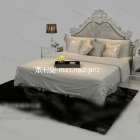 Furniture European Double Bed Full Sets 3d model