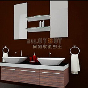 Wash Basin With Mirror Sanitary 3d model