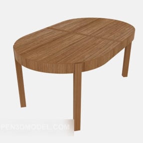Mesa de centro de madera modelo 3d de forma ovalada