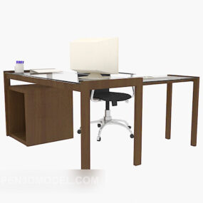 Modern Solid Wood Desk Furniture 3d model