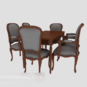 European Solid Wood Dinning Table Chair 3d model
