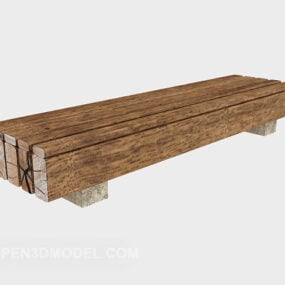 Model 3D mebli parkowych z drewnianą ławką