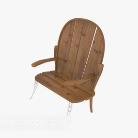 كرسي صالة خشبي منمق نموذج ثلاثي الأبعاد