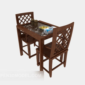 Chinese Style Solid Wood Table Chair 3d model