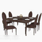 Home solid wood dining table 3d model