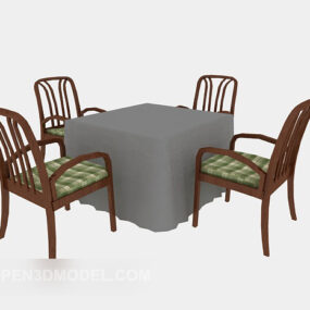 Home Table And Chair Country Style 3d model