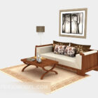 Pastoral Style Double Sofa With Table