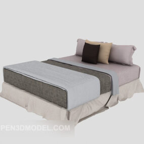 Double Bed Furniture With Pillow 3d model