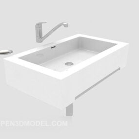 3д модель умывальника для ванной комнаты белого цвета