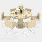Solid Wood Round Table With Tableware
