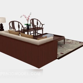 Меблевий комплект в китайському стилі Диван Стіл 3d модель