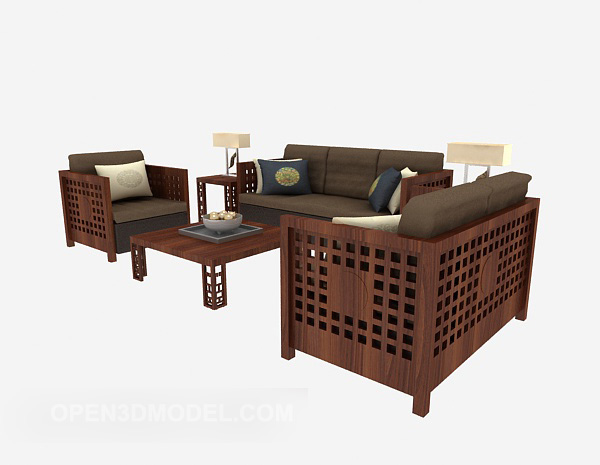 Chinese Wooden Furniture Set Sofa