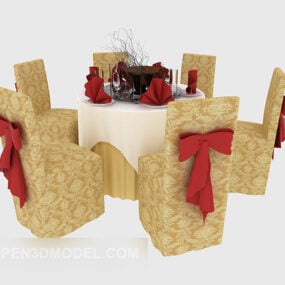 Hoteltafel en stoelmeubelset 3D-model