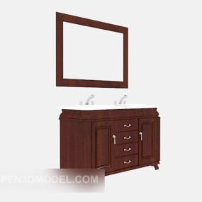Home Washbasin Wooden Cabinet 3d model