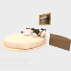 سرير مستدير مع أدوات الديكور