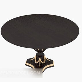 طاولة مستديرة سوداء عتيقة ديكور ثلاثي الأبعاد