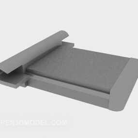 3д модель двуспальной кровати серого цвета в стиле минимализма