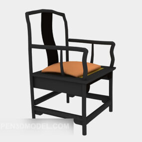 เก้าอี้ไม้จีนสไตล์โบราณแบบ 3 มิติ