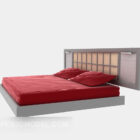 Wood Double Bed Red Blanket