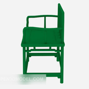 Wood Chair Metal Green Painted 3d model