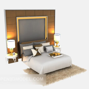 ديكور جداري خلفي فاخر لسرير مزدوج نموذج ثلاثي الأبعاد