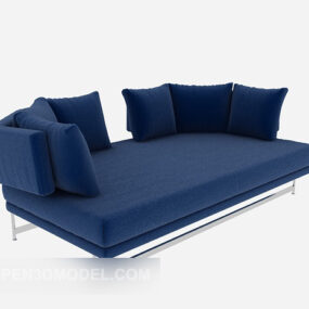 Sofa wieloosobowa z niebieskiej tkaniny Model 3D