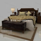 European Double Bed With Carpet Lamp