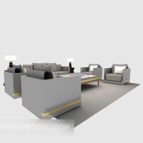 Modern Wooden Sofa Set 3d model
