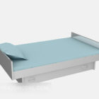 Niebieski koc z drewnianymi łóżkami