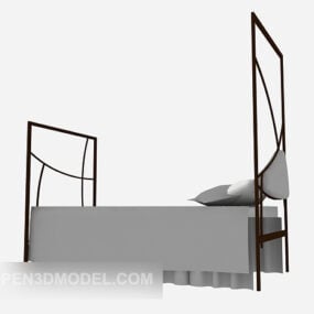 सिंगल बेड फर्नीचर आयरन फ्रेम 3डी मॉडल
