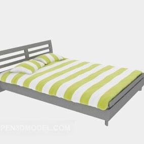 Modern Double Bed Striped Blanket 3d model