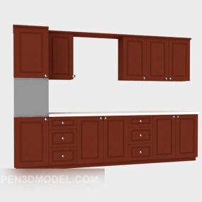 Cabinet Kitchen Red Color 3d model