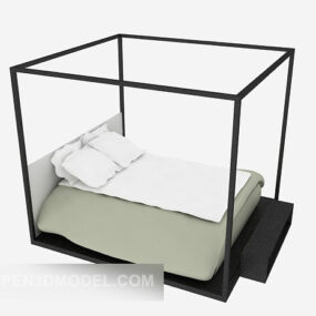 Solid Wood Double Poster Bed 3d model