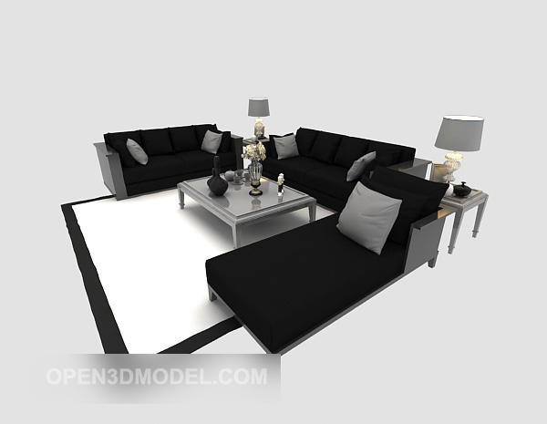 Modern Furniture Black Sofa With Carpet
